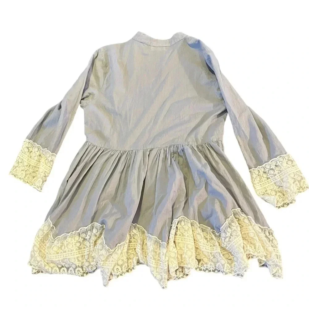 Velzera Grey Lace Long Sleeve Tunic | Women's S - Picture 4 of 5